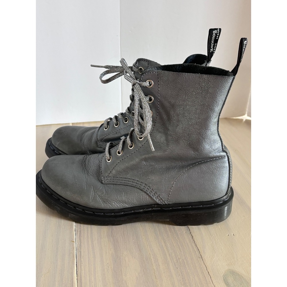Dr. Martens 1460 Pascal Pewter Metallic Leather Combat Boots Womens 9 UK 7 EU 41